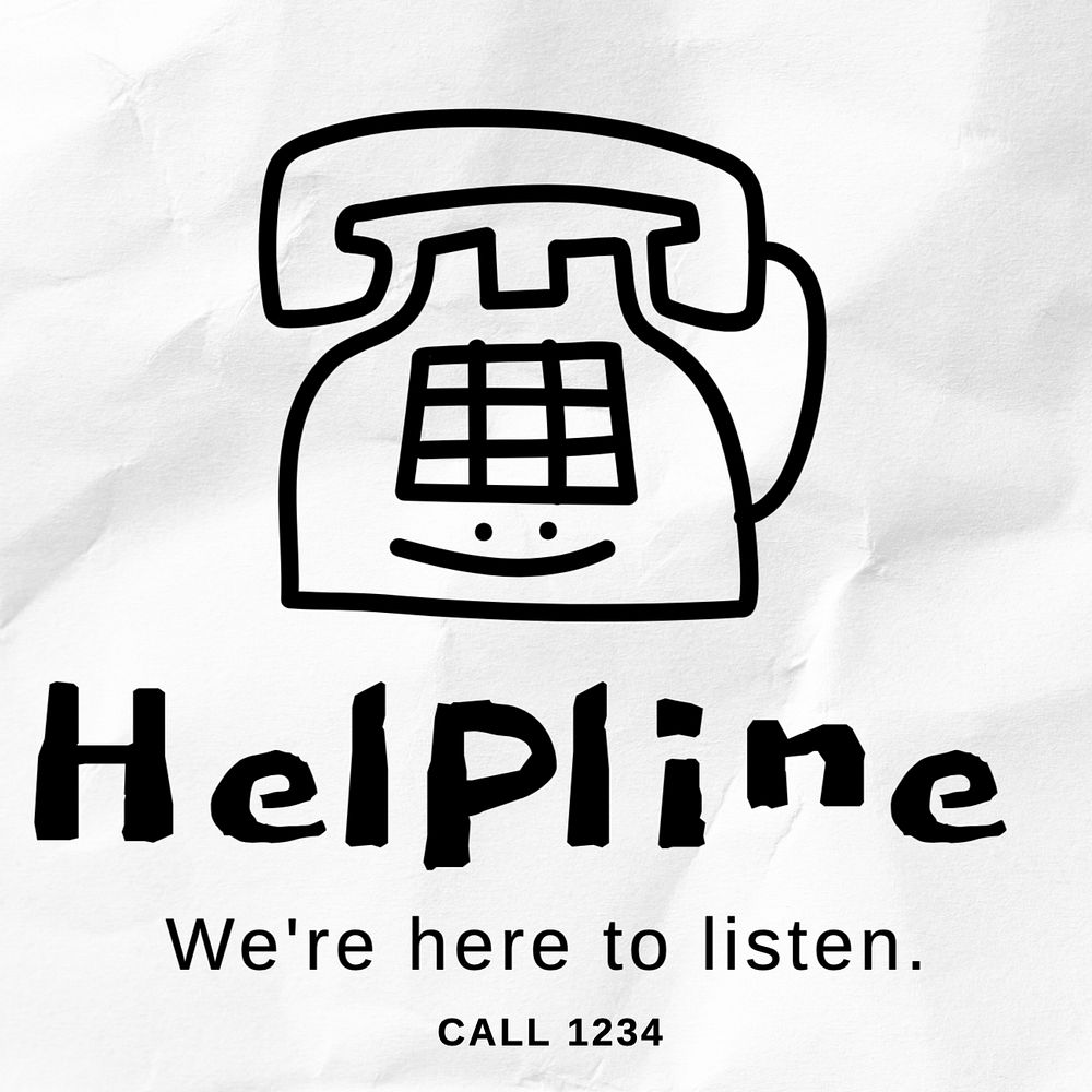 Helpline Instagram post template, editable text