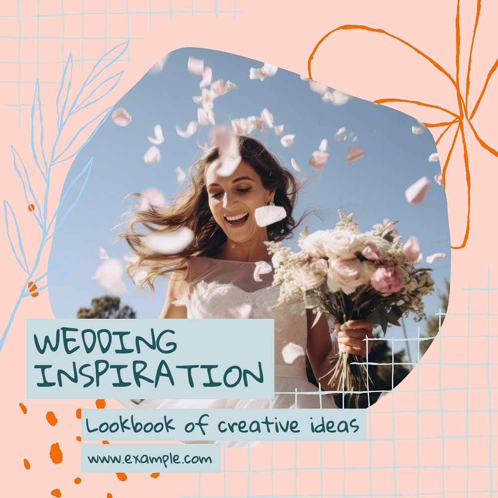 Wedding inspiration Instagram post template, editable text