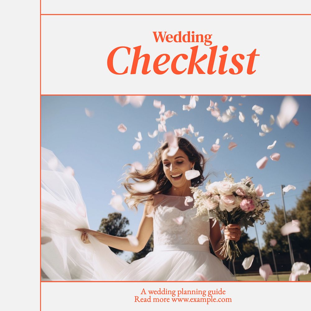 Wedding checklist Instagram post template, editable text