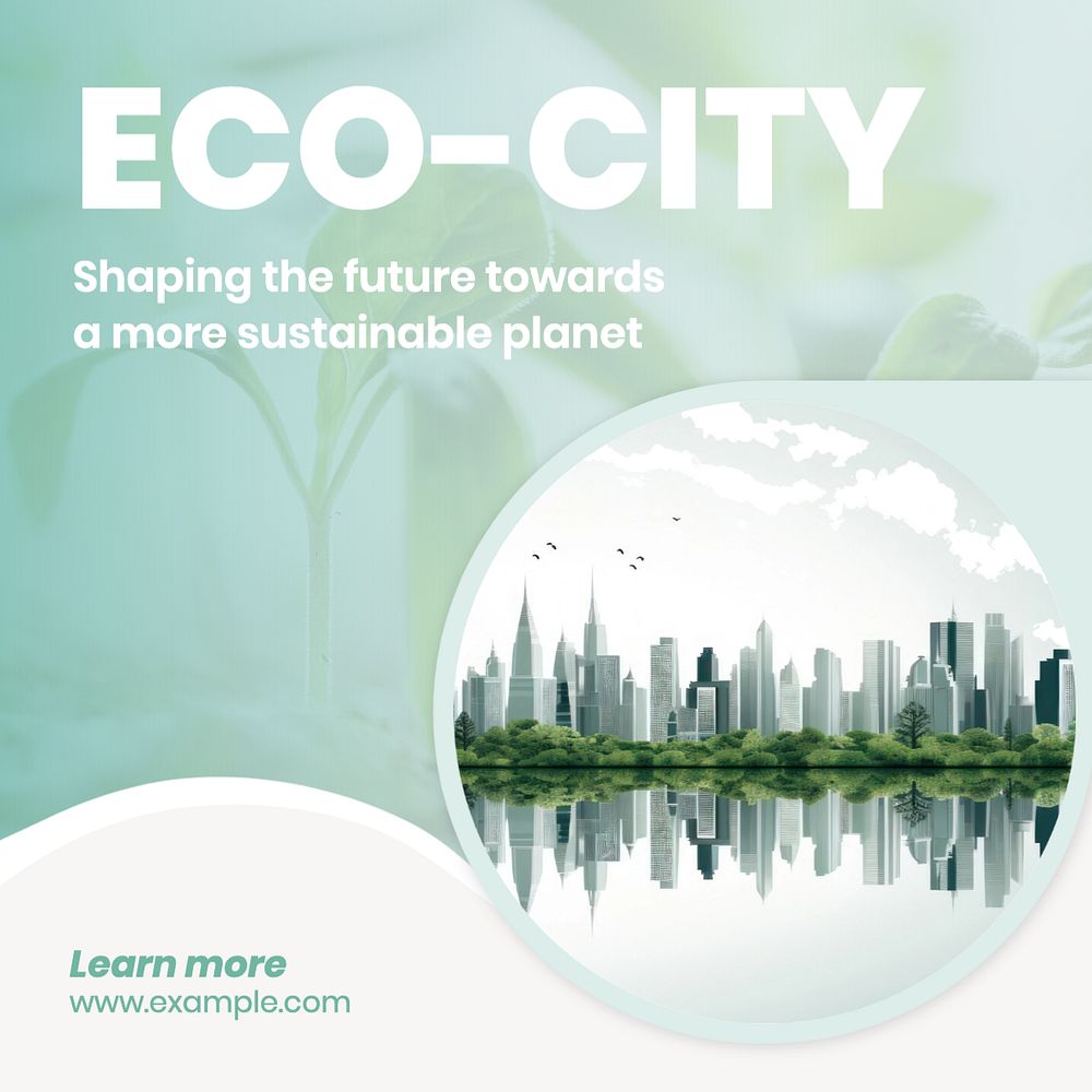 Eco-city Instagram post template, editable text