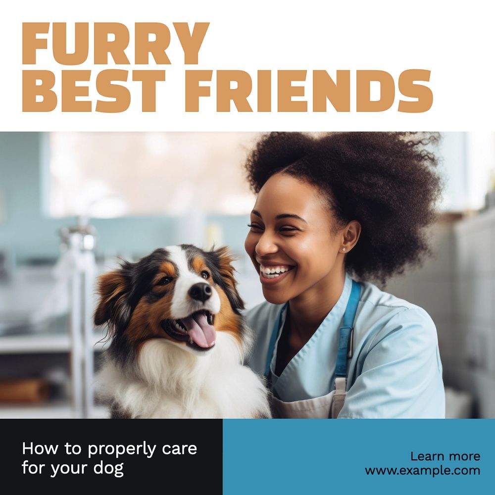 Furry best friends Instagram post template, editable design