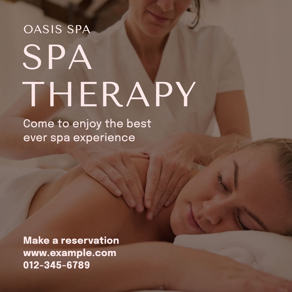 Spa therapy  Instagram post template, editable text