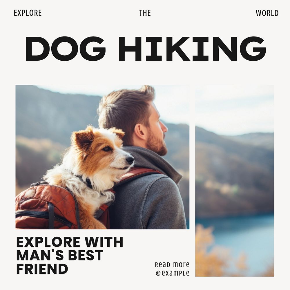 Hiking pet Instagram post template, editable design