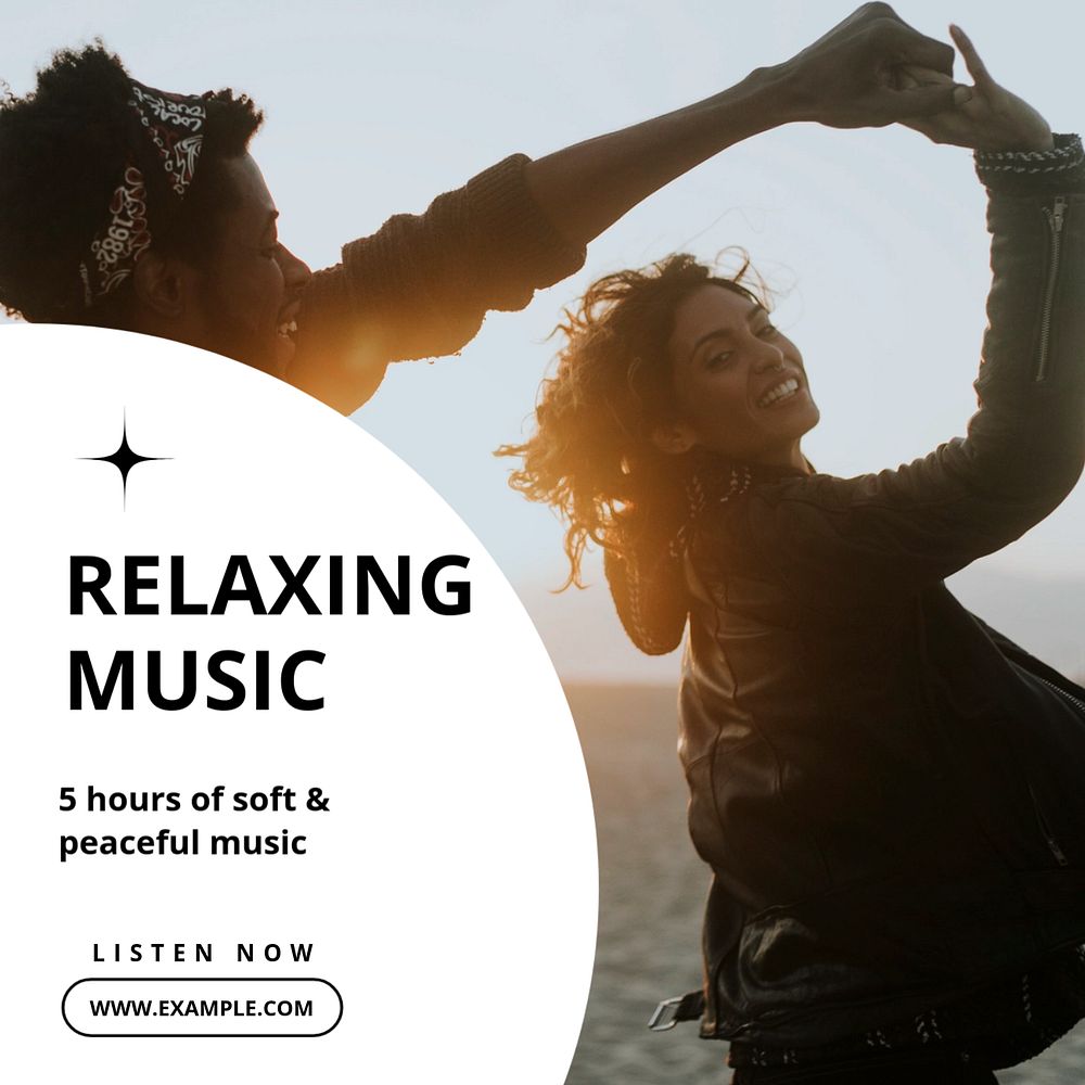 Relaxing music  Instagram post template, editable text