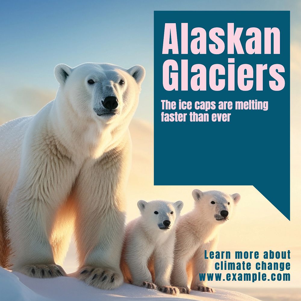 Alaskan glaciers Instagram post template, editable text