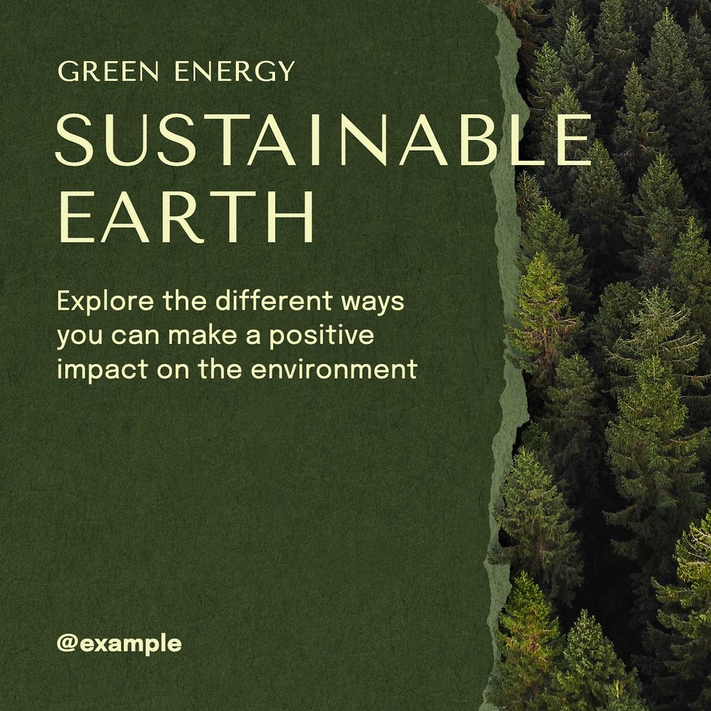 Sustainable earth  Instagram post template, editable text