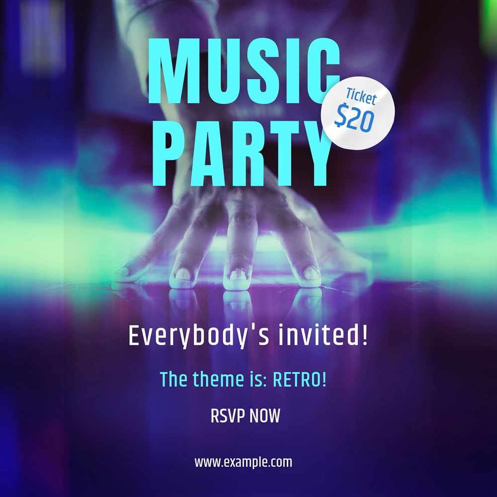 Music party  Instagram post template, editable text