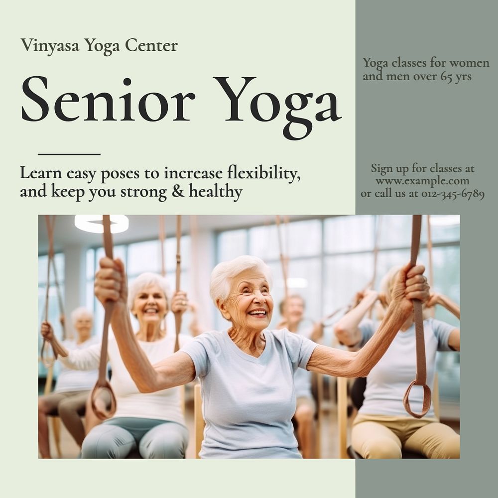 Senior yoga Instagram post template, editable design