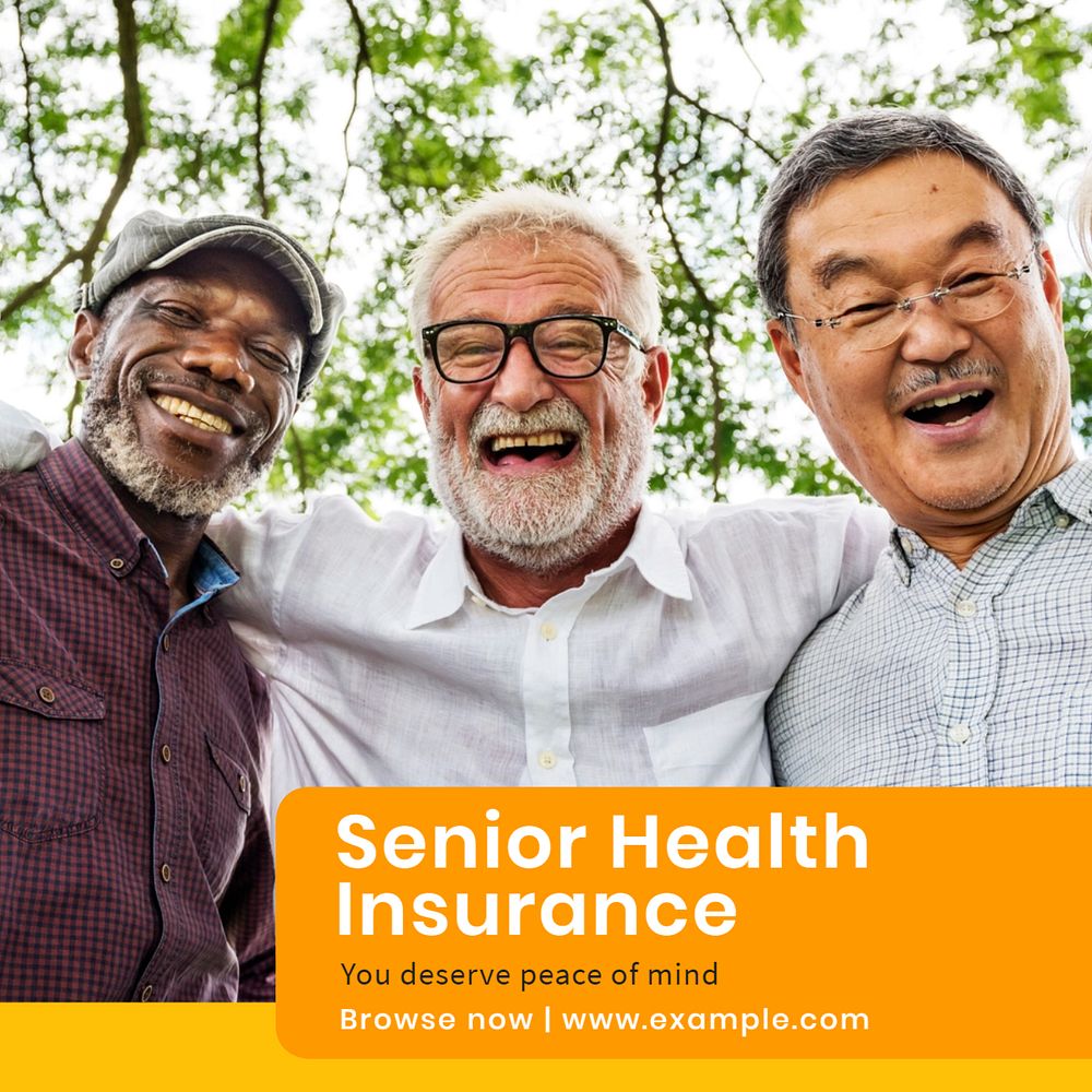 Senior health insurance Instagram post template, editable text