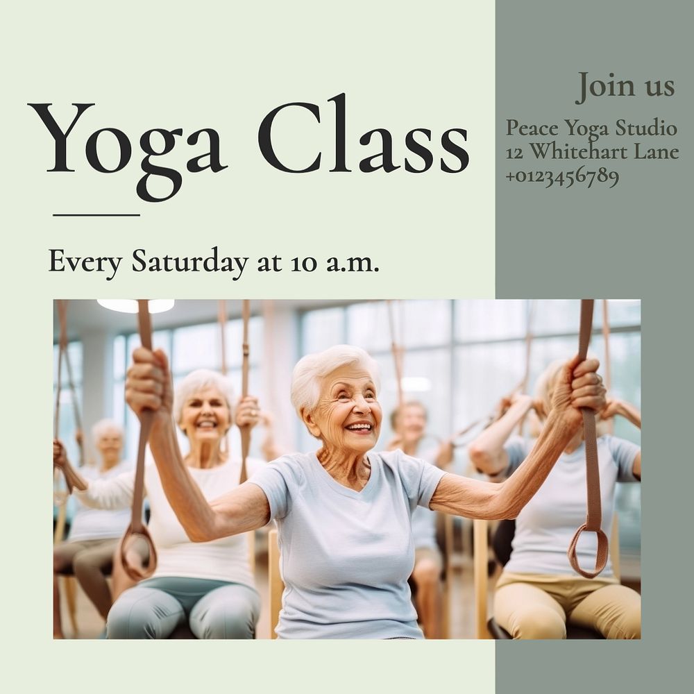 Yoga class Instagram post template, editable design