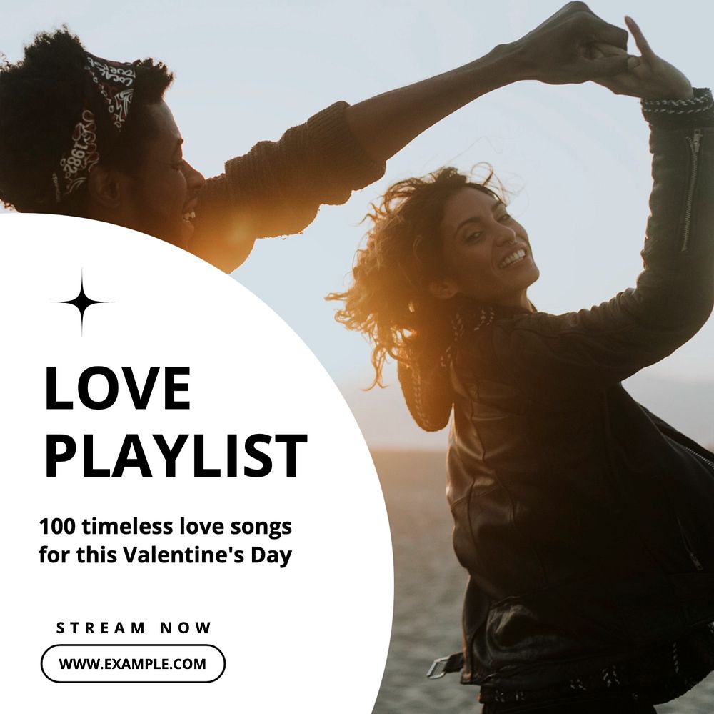 Love playlist  Instagram post template, editable text