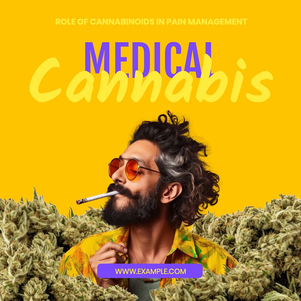 Medical cannabis  Instagram post template, editable text