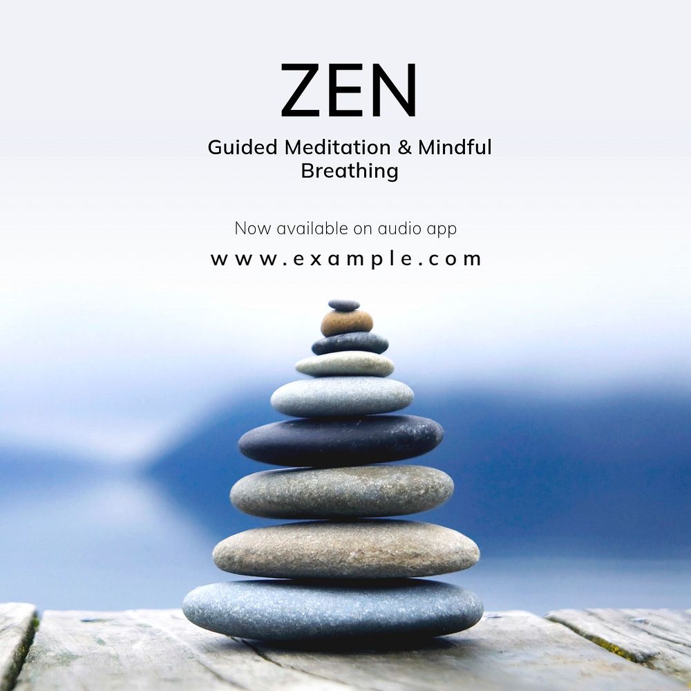 Zen meditation  Instagram post template, editable text