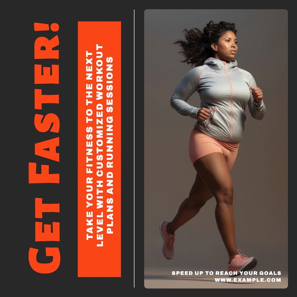 Running sessions Instagram post template, editable text