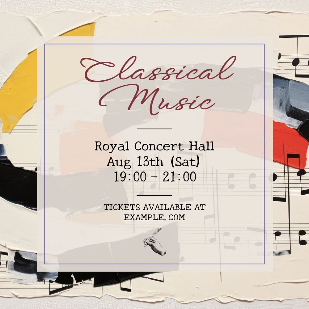 Classical music concert Instagram post template, editable text