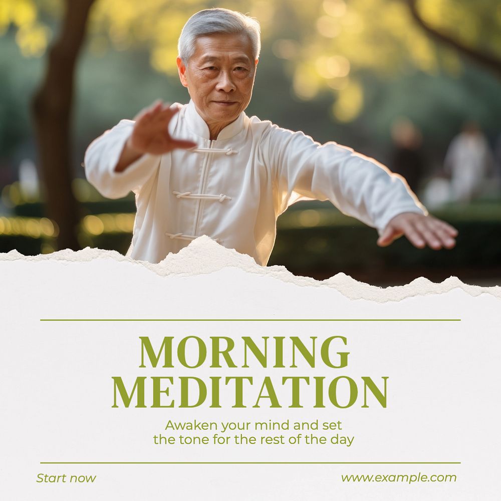 Morning meditation Instagram post template, editable design