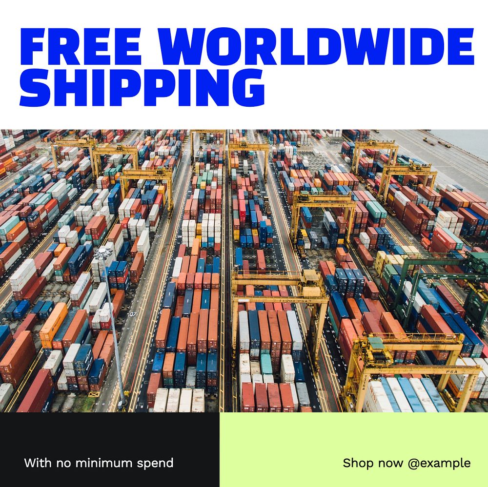 Worldwide shipping  Instagram post template, editable text