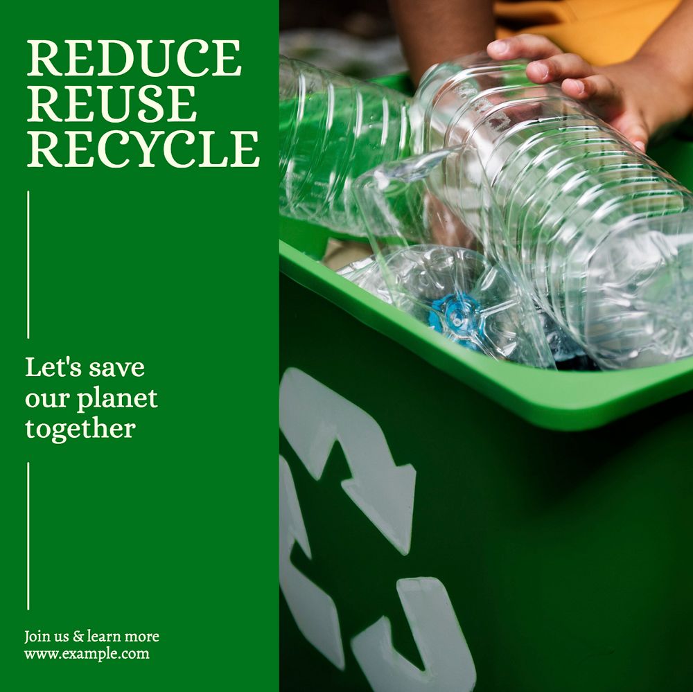 Reduce reuse recycle Instagram post template, editable text