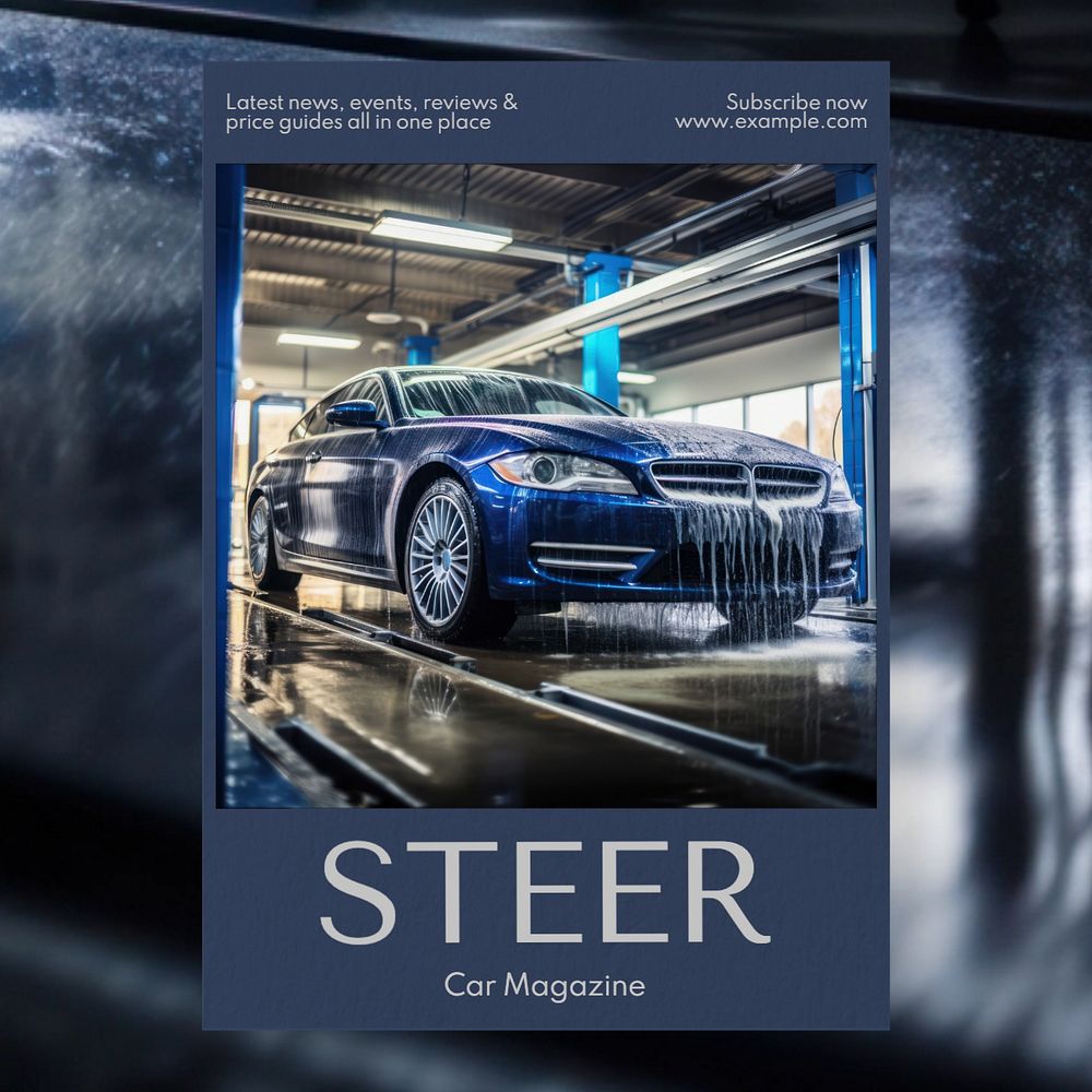 Car magazine Instagram post template, editable text