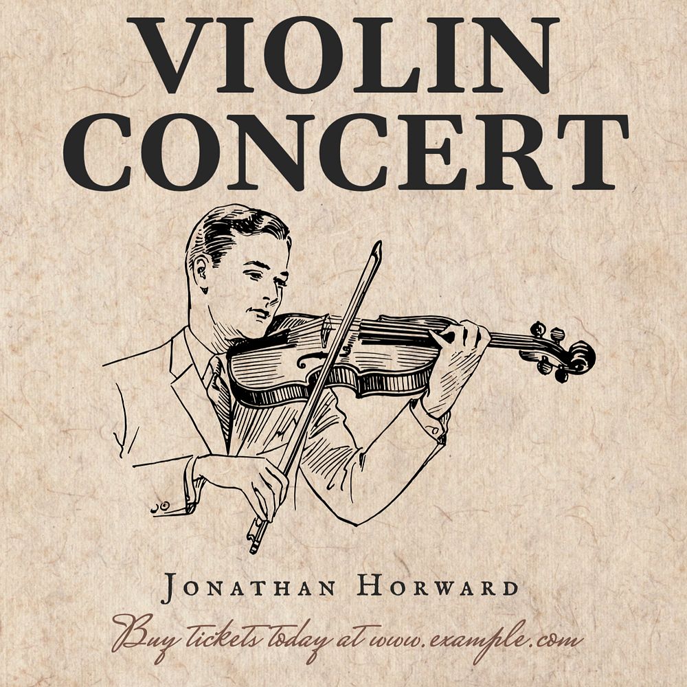 Violin concert Instagram post template, editable text