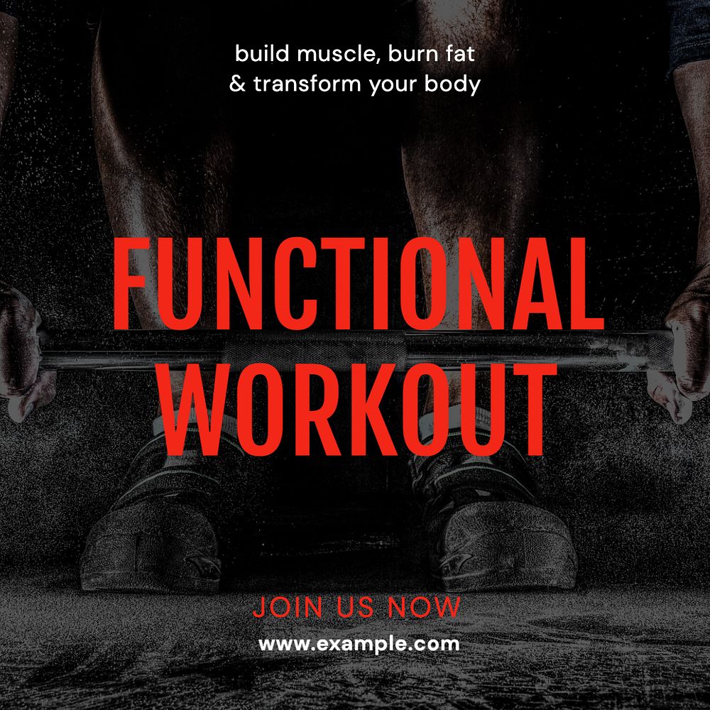 Functional workout  Instagram post template, editable text