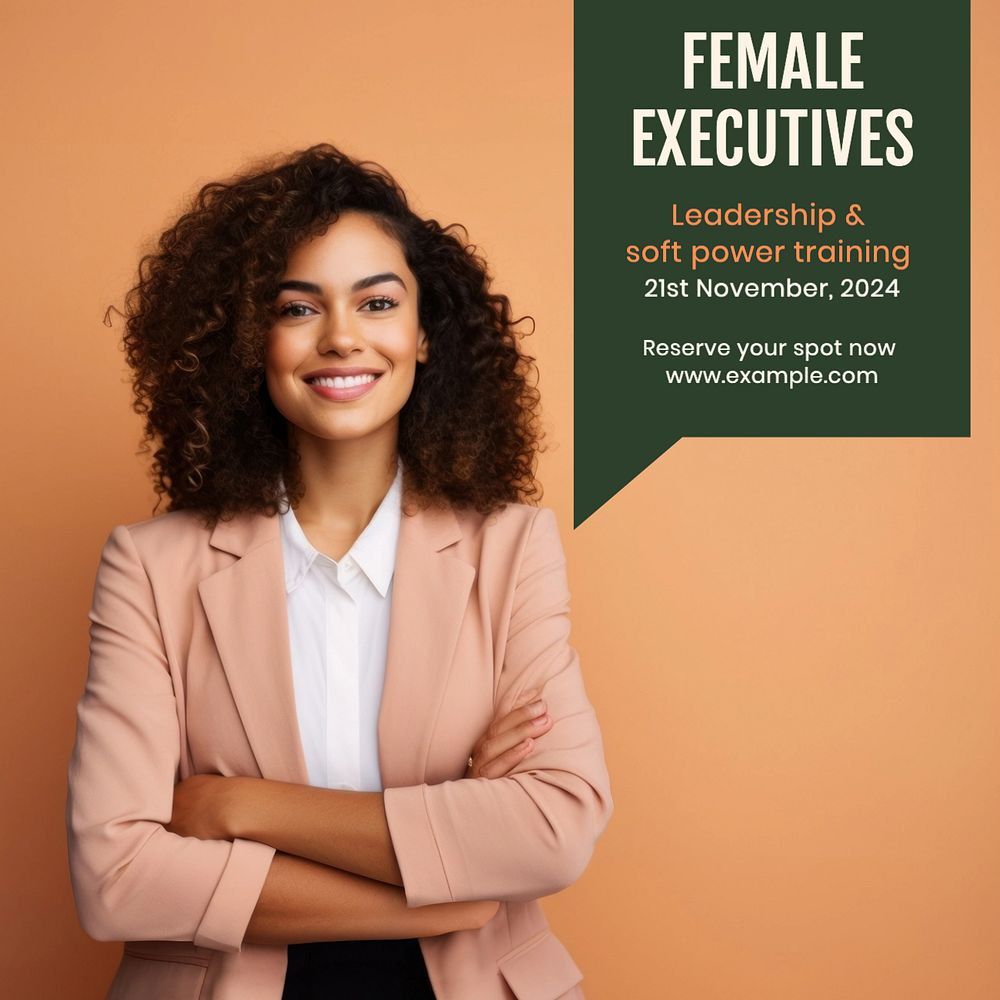 Female executives Instagram post template, editable text