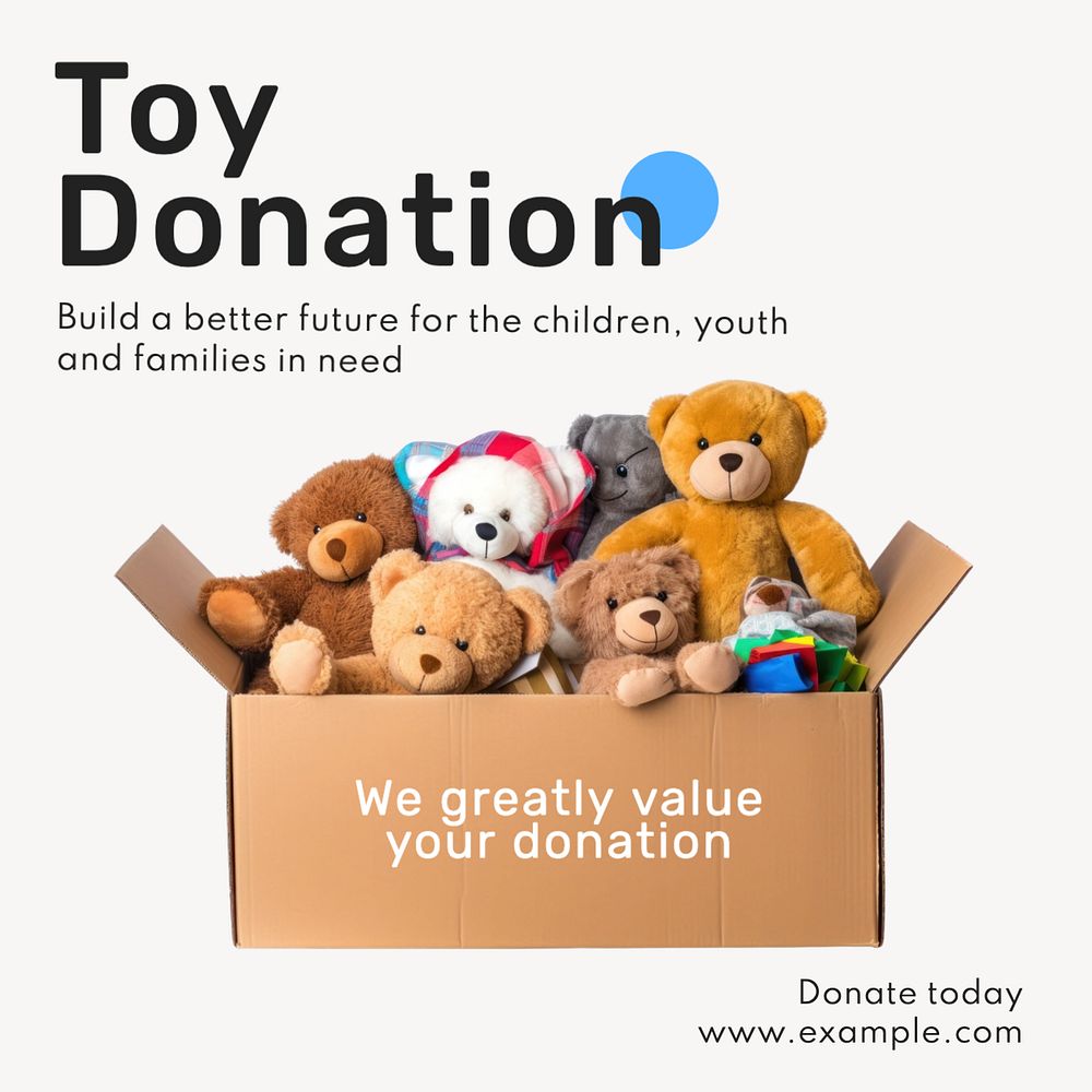 Toy donation Instagram post template, editable text