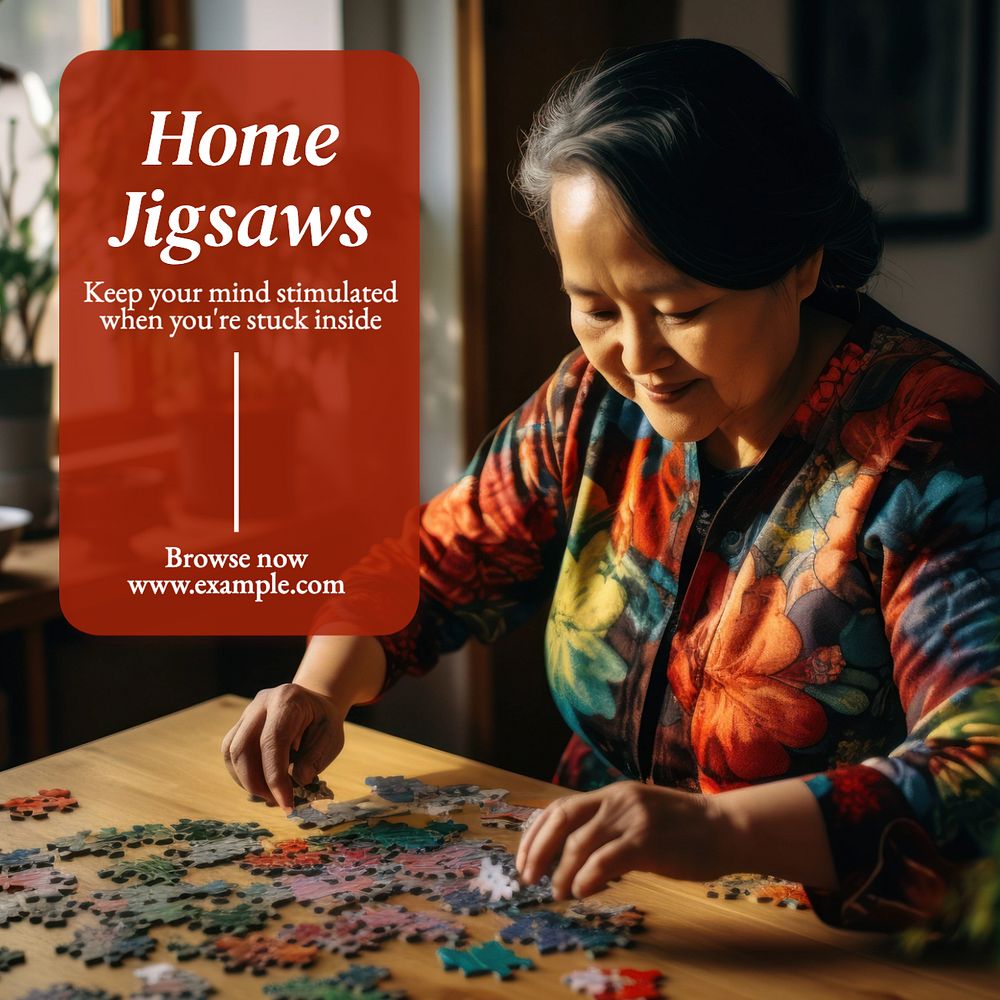 Home jigsaws Instagram post template, editable text