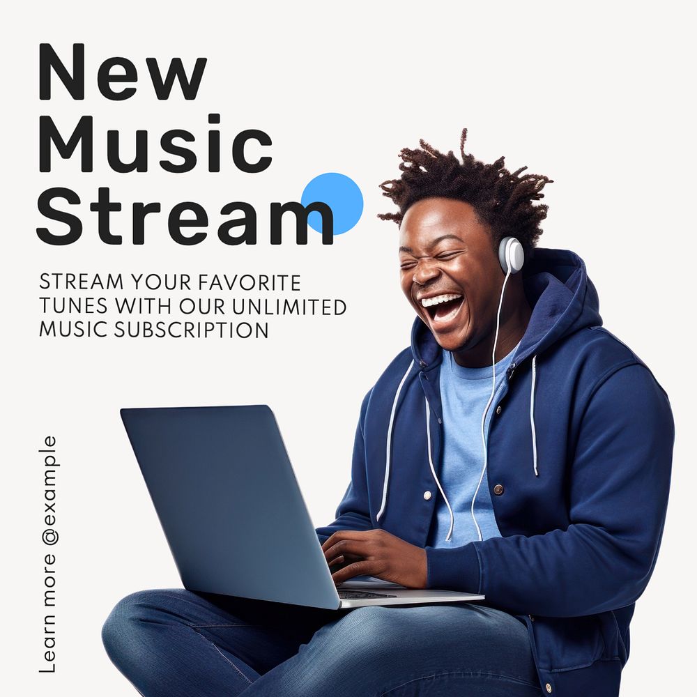 Music stream Instagram post template, editable text