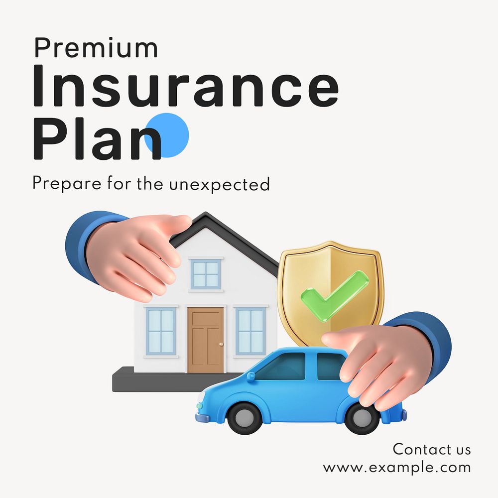 Premium insurance plan Instagram post template, editable text