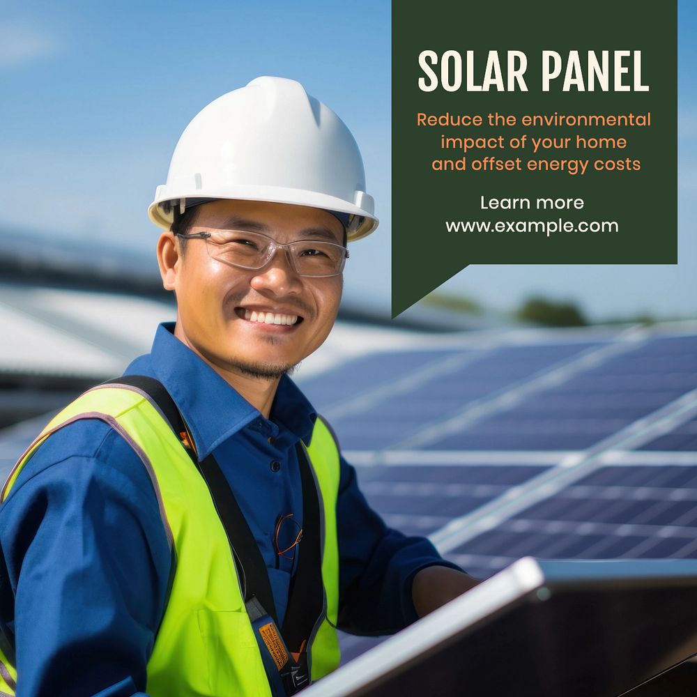 Solar panel Instagram post template, editable text