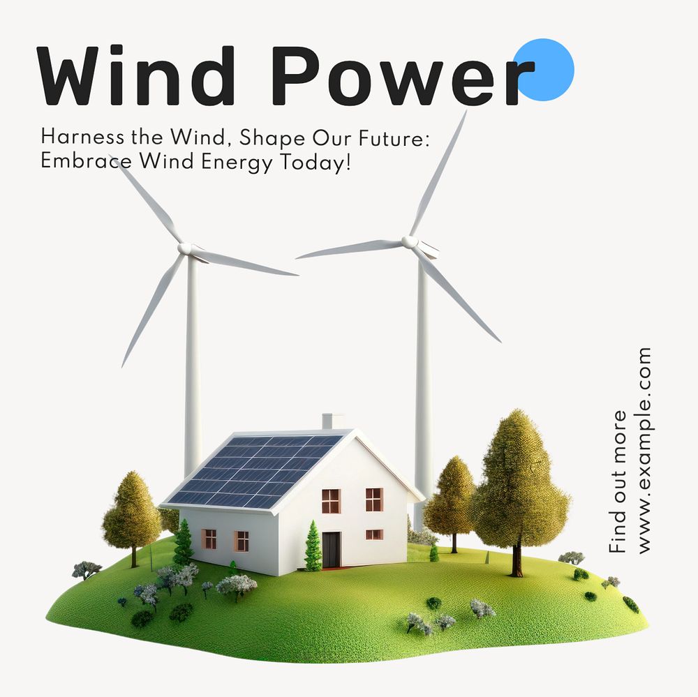 Wind power Instagram post template, editable text