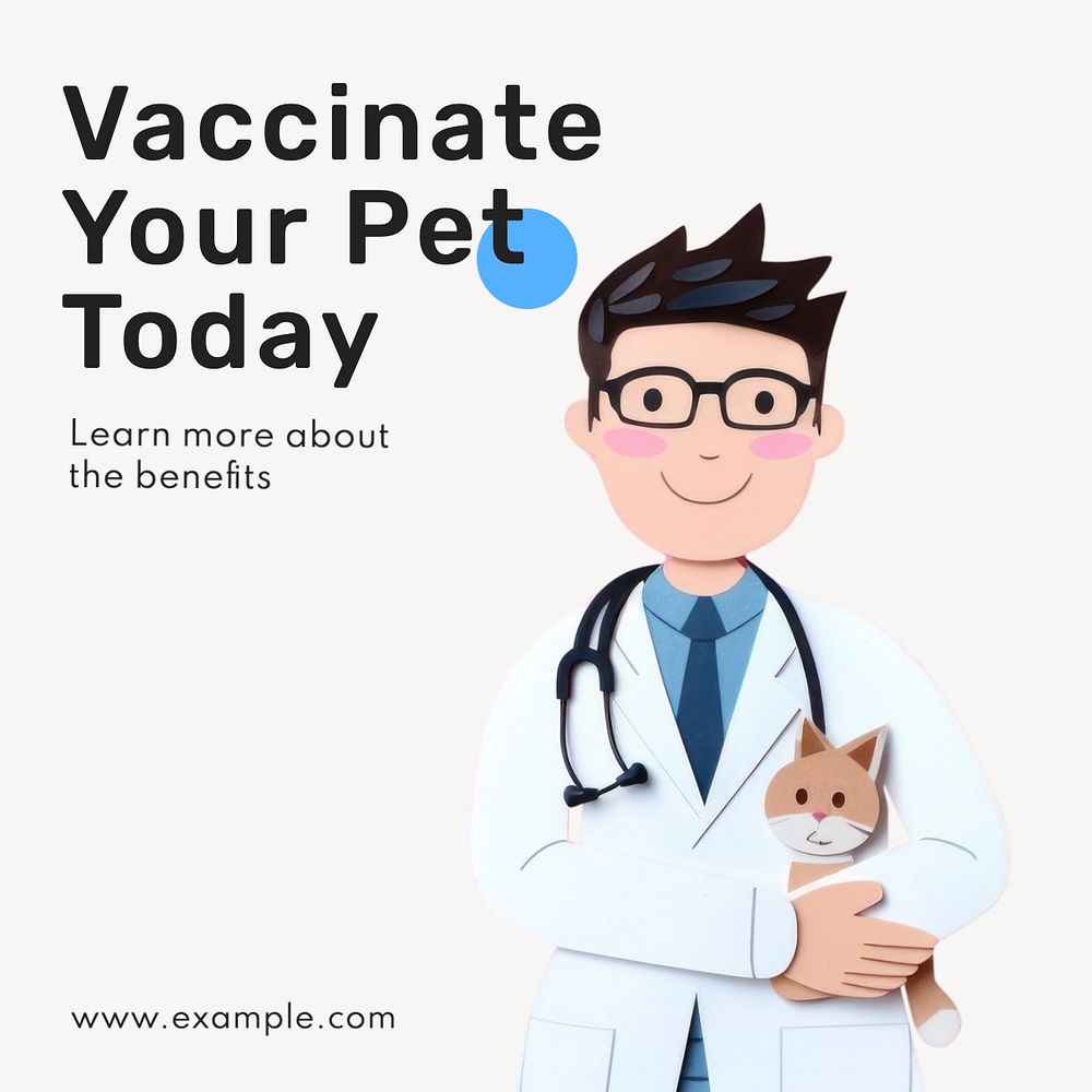 Pet vaccination Instagram post template, editable text