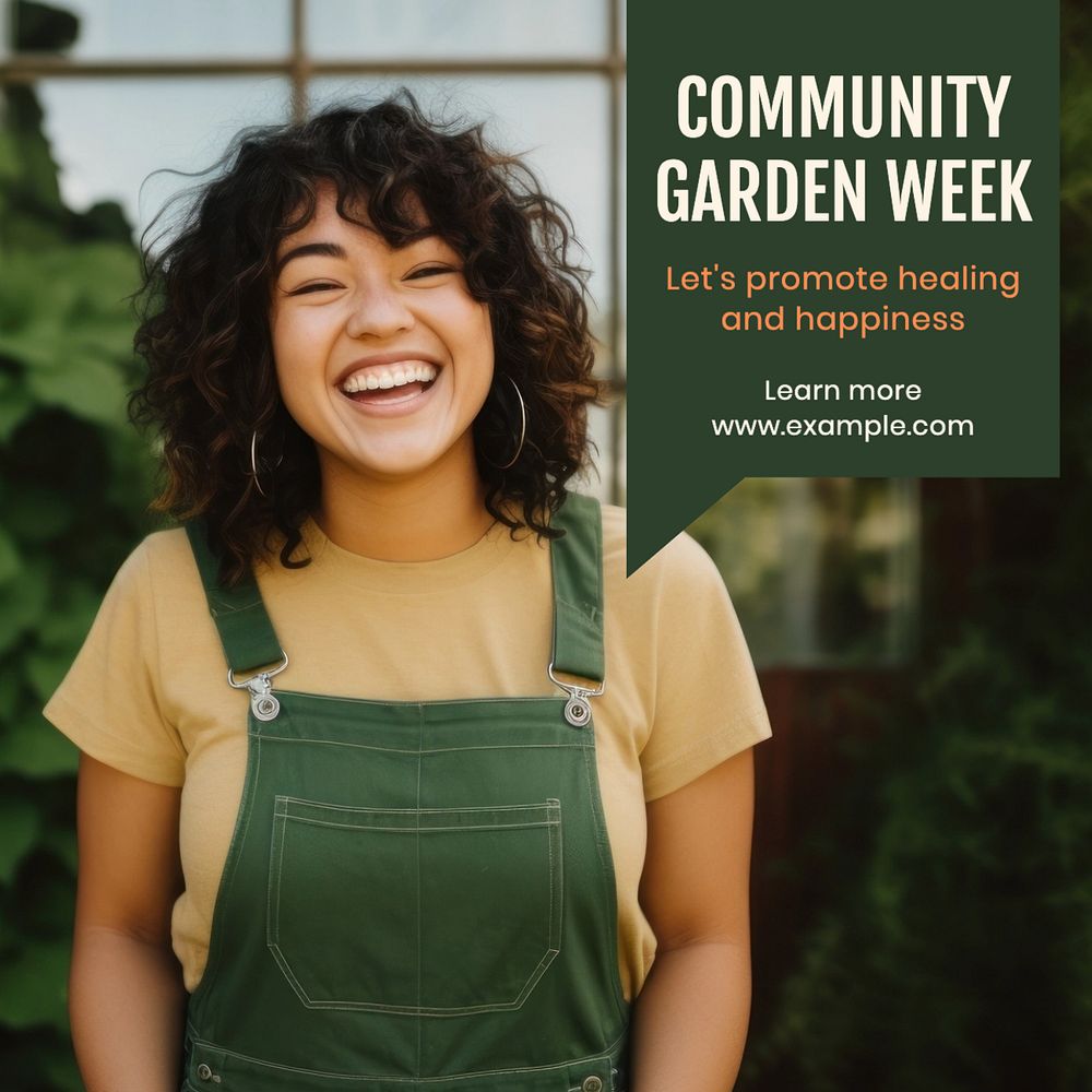 Community garden week Instagram post template, editable text