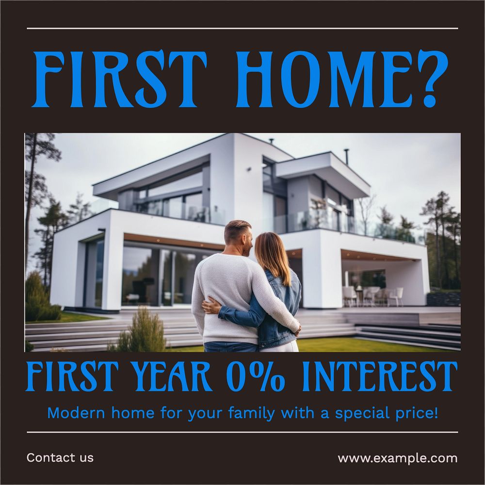 First home Instagram post template, editable text