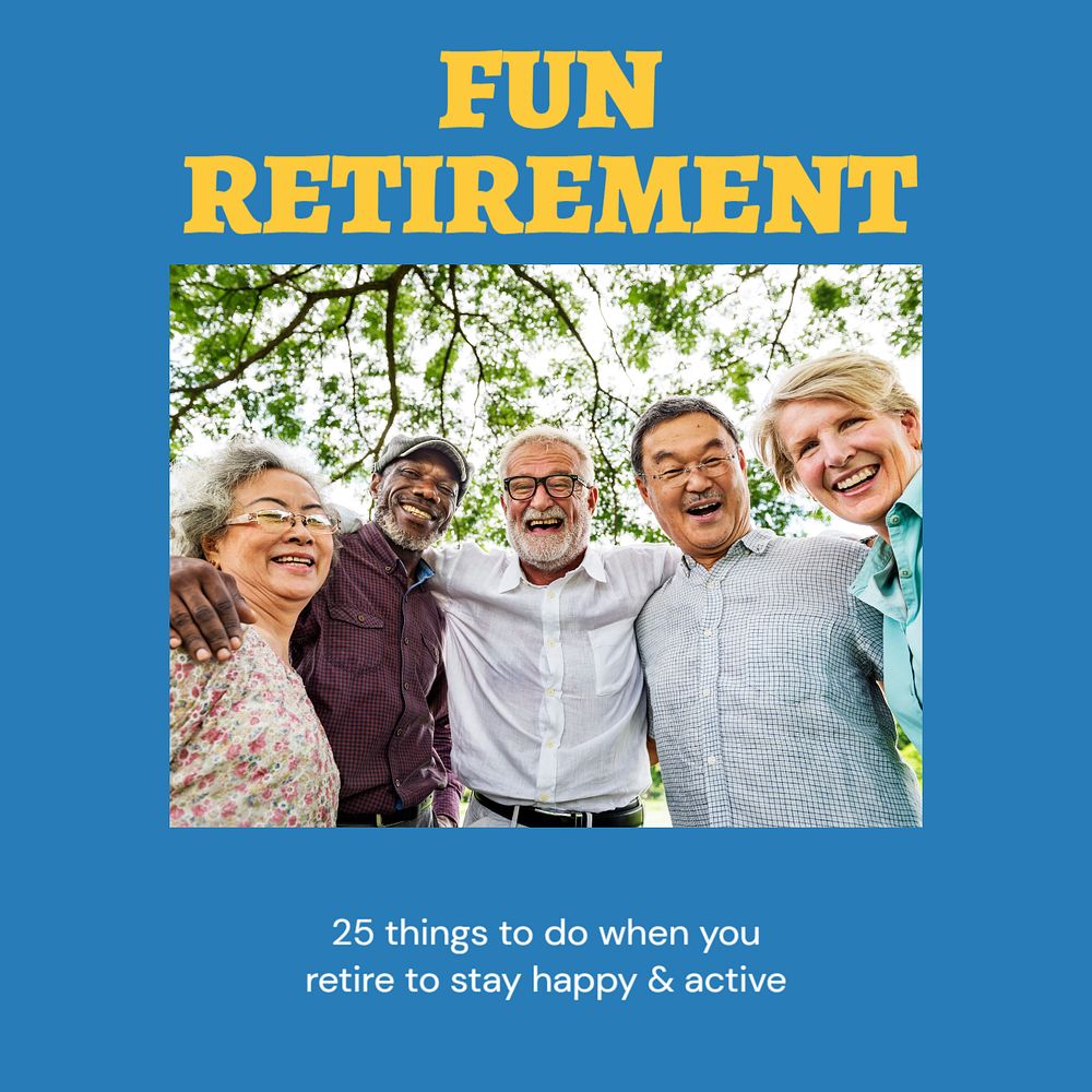 Fun retirement Instagram post template, editable text