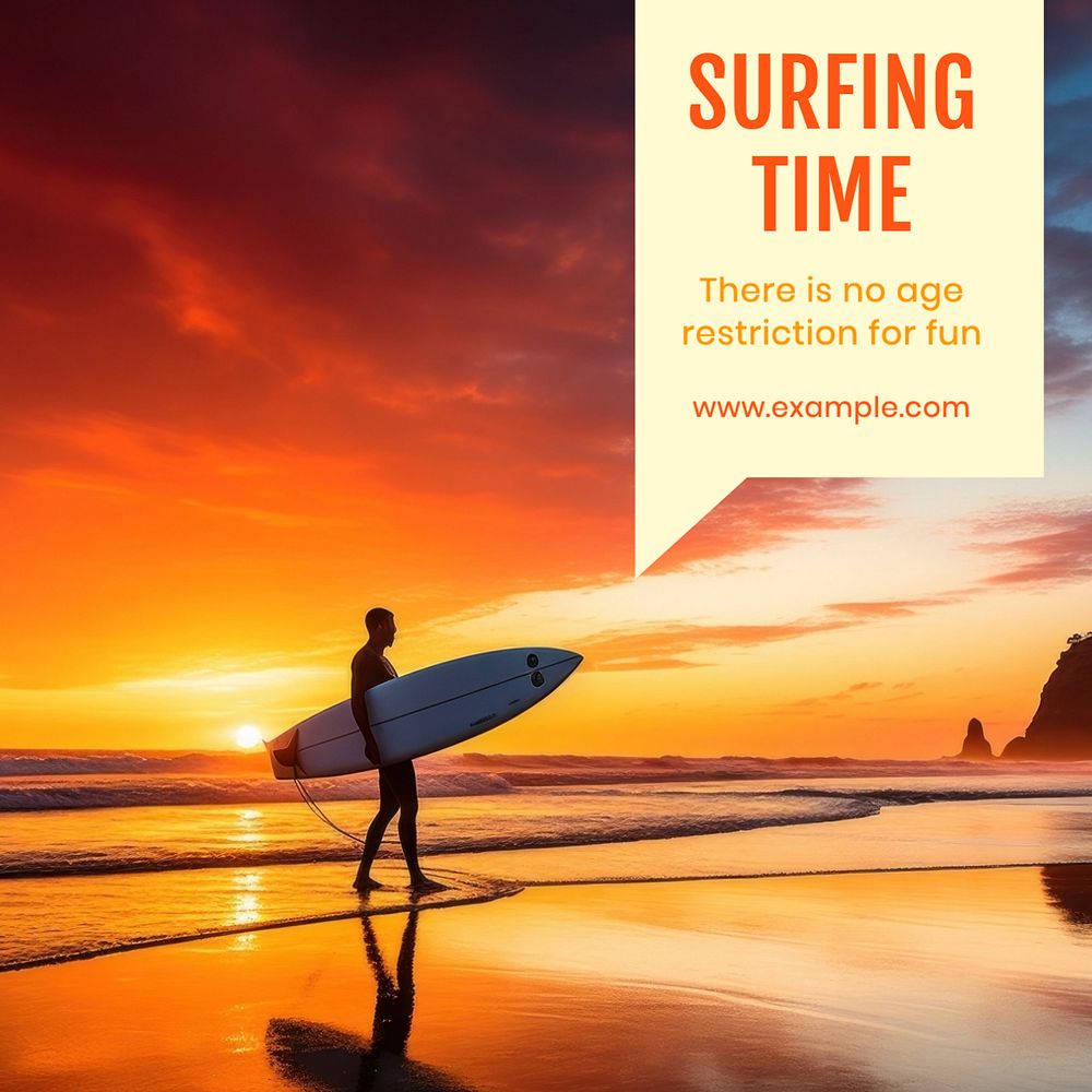 Surfing Instagram post template, editable text