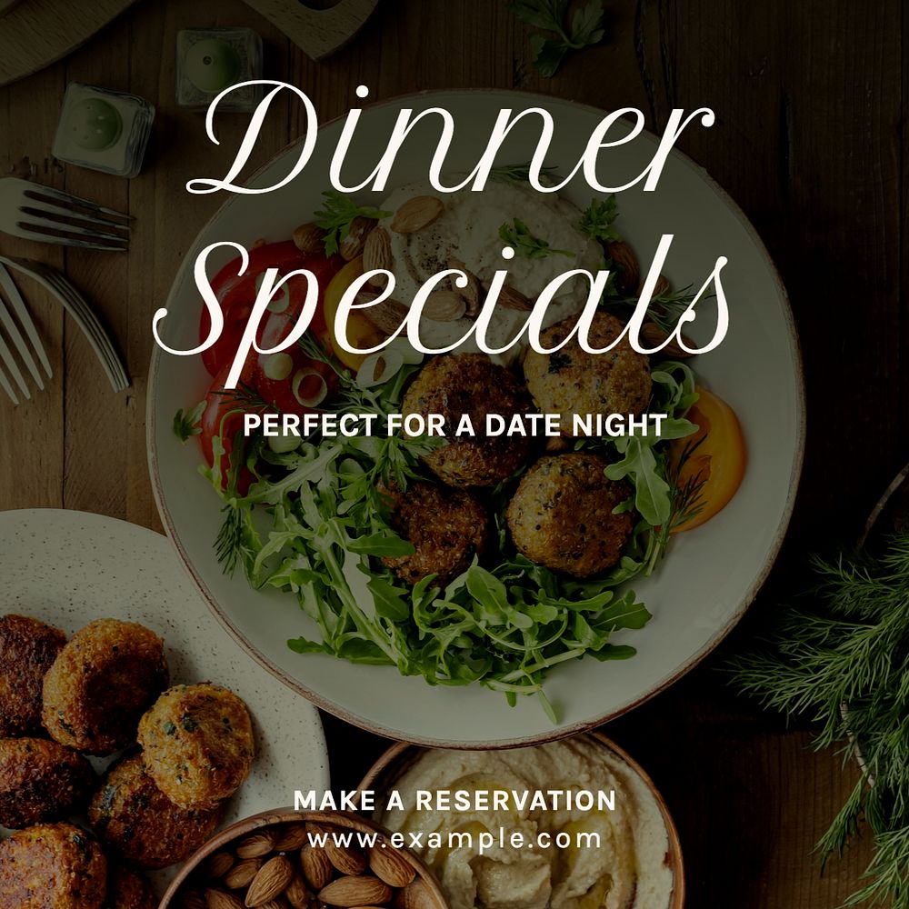 Dinner specials  Instagram post template, editable text