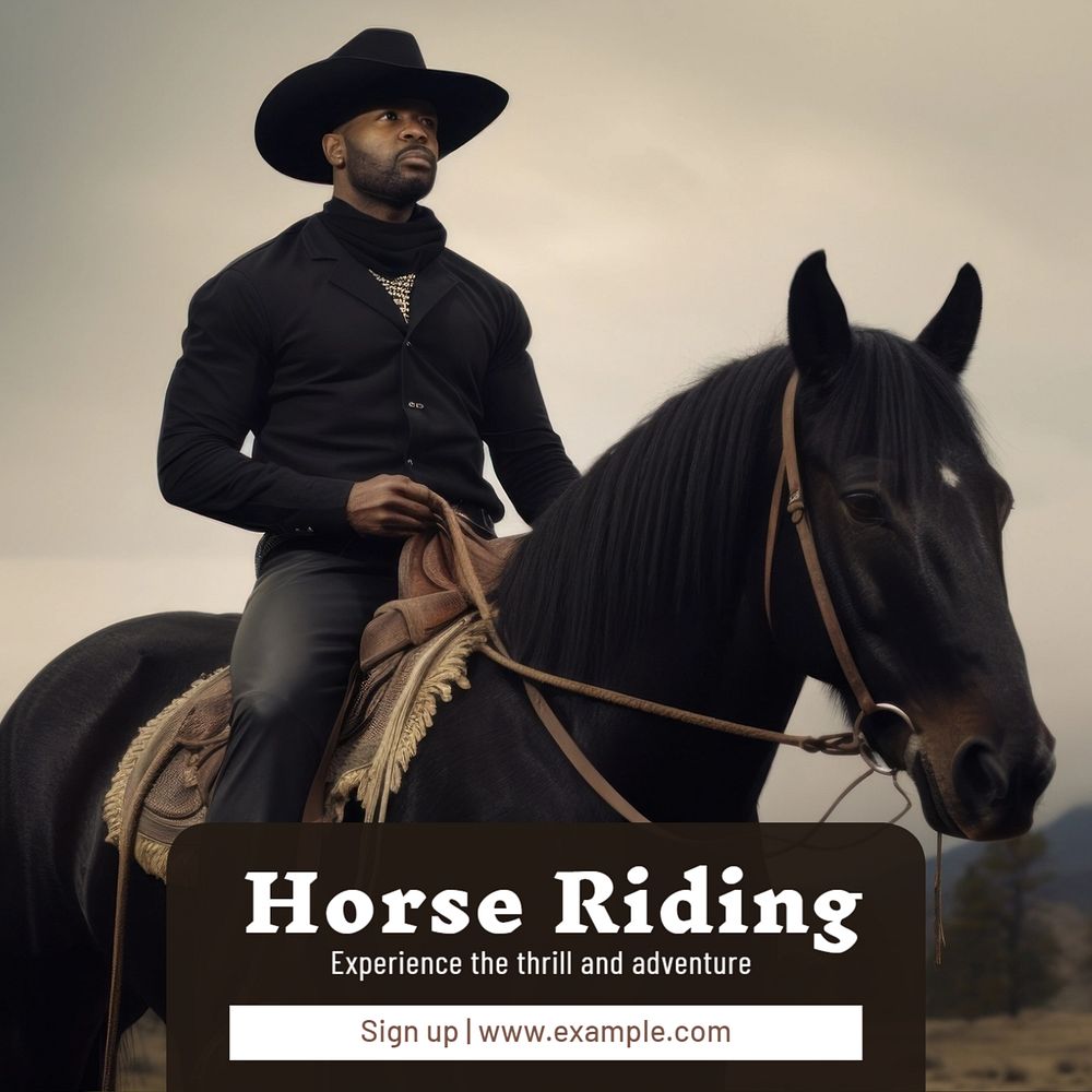 Horse riding Instagram post template, editable text