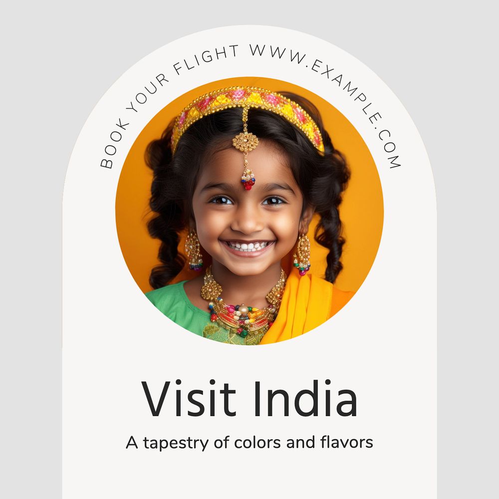 Visit India Instagram post template, editable text