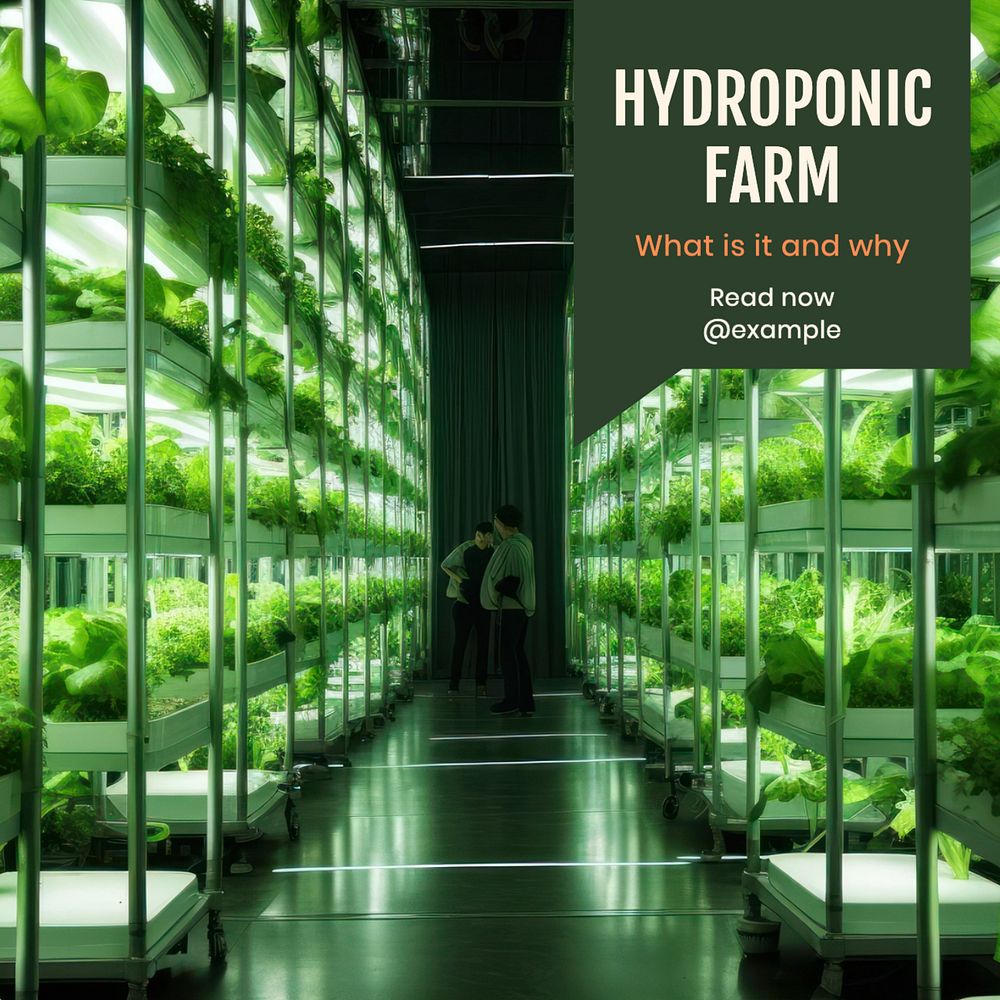 Hydroponic farm Instagram post template, editable text