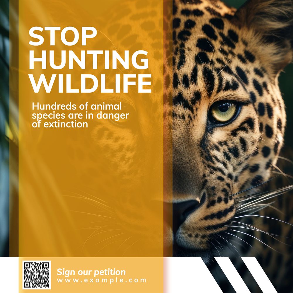 Stop hunting wildlife Instagram post template, editable text