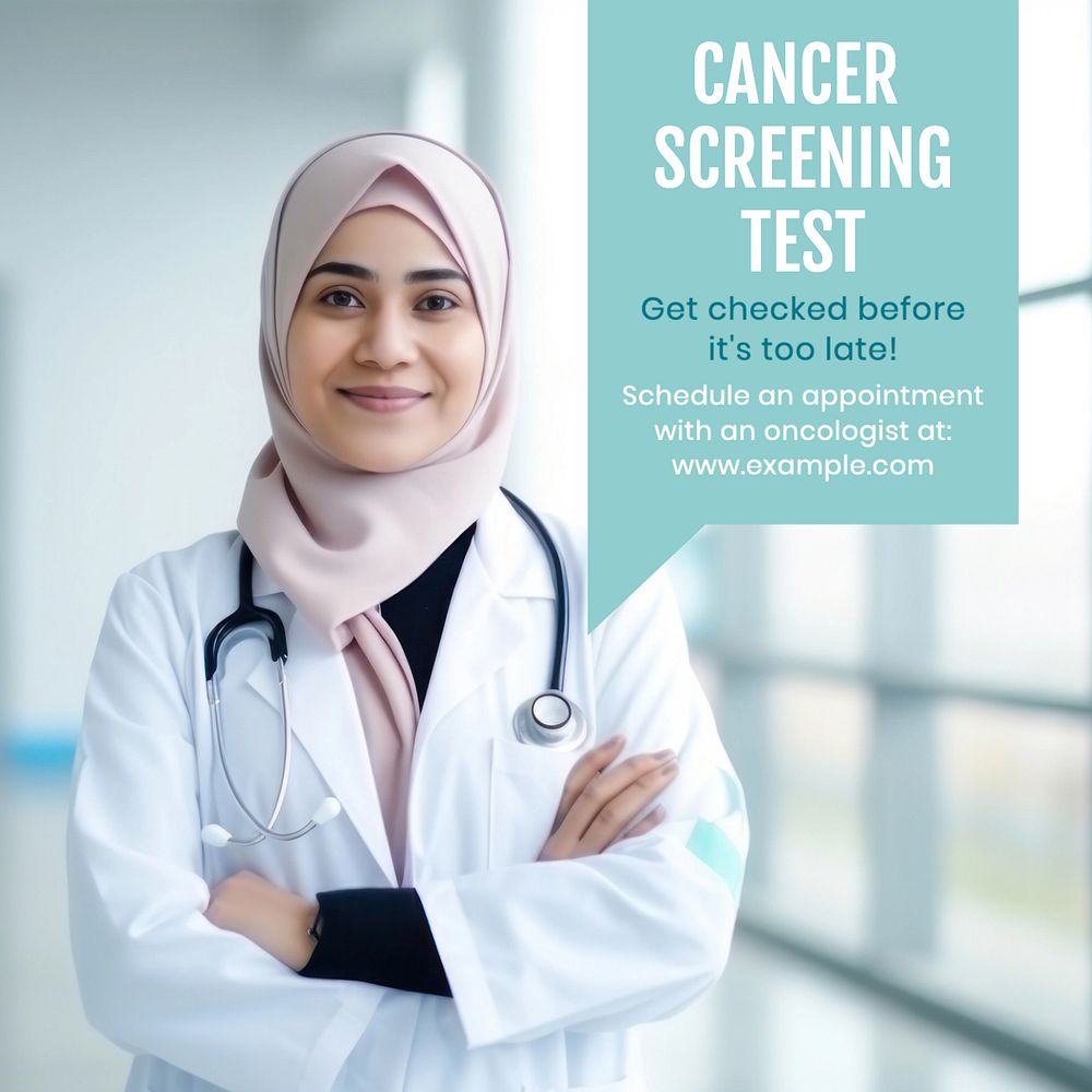 Cancer screening test Instagram post template, editable text