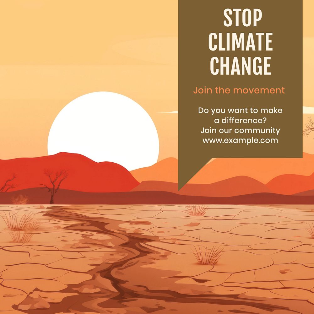 Stop climate change Instagram post template, editable text