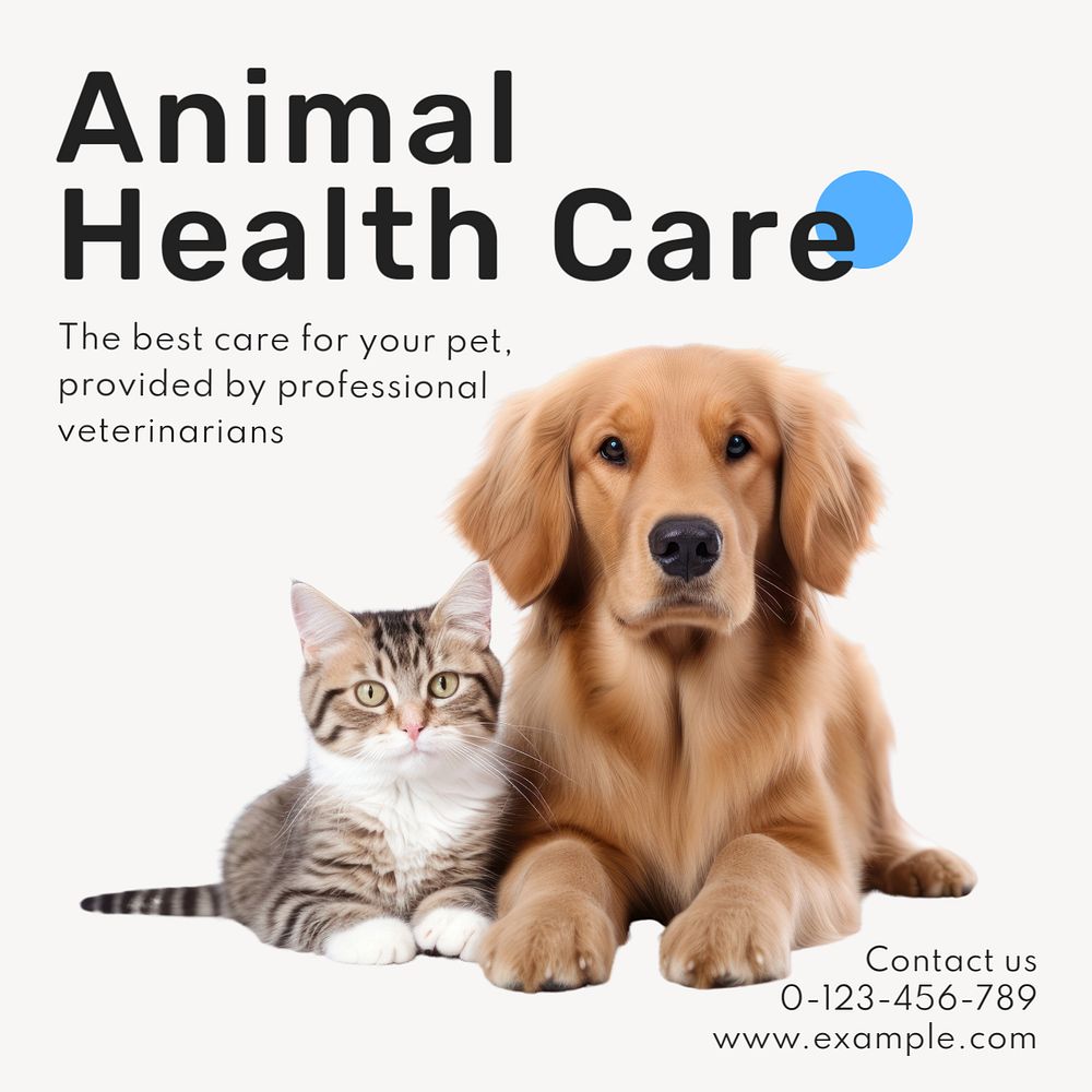 Animal health care Instagram post template, editable text