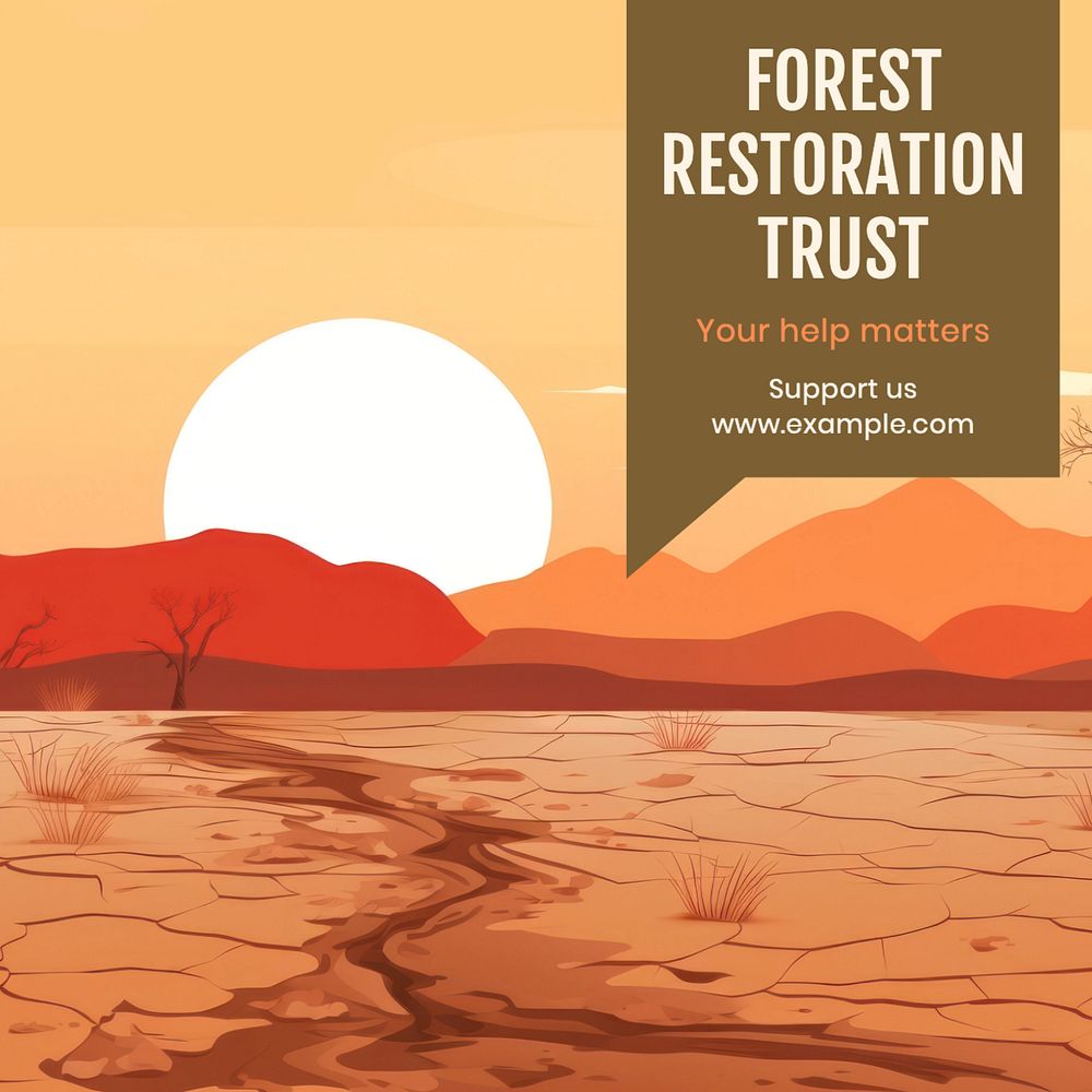 Forest restoration trust Instagram post template, editable text