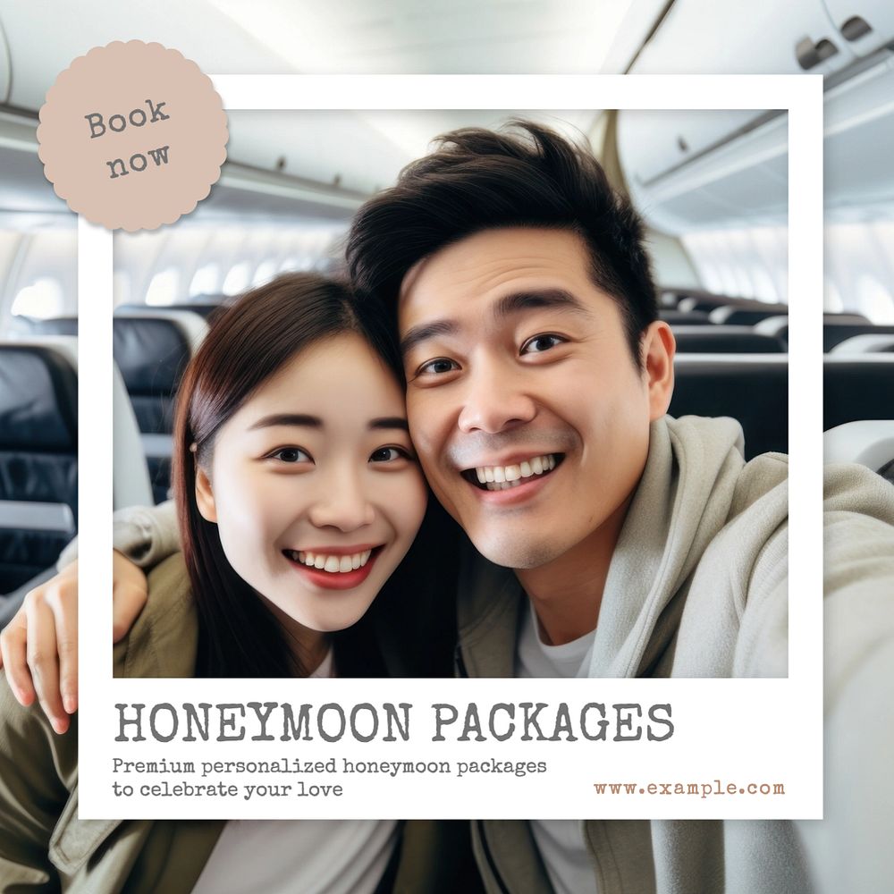 Honeymoon packages Instagram post template, editable design