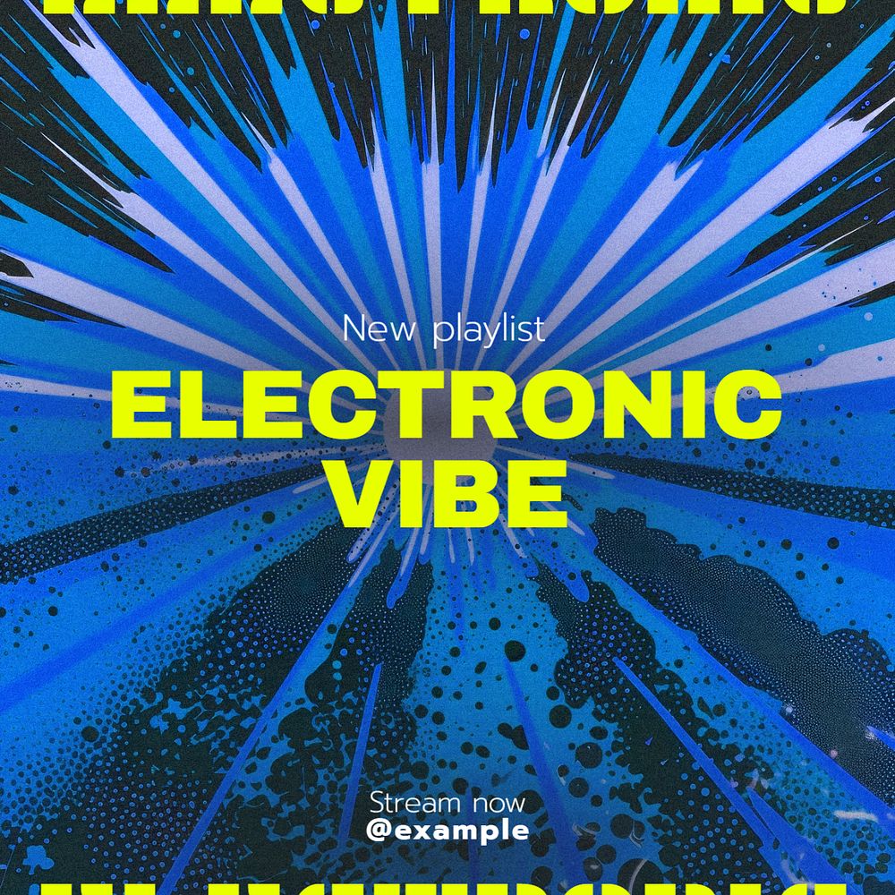 Electric vibes playlist Instagram post template, editable text