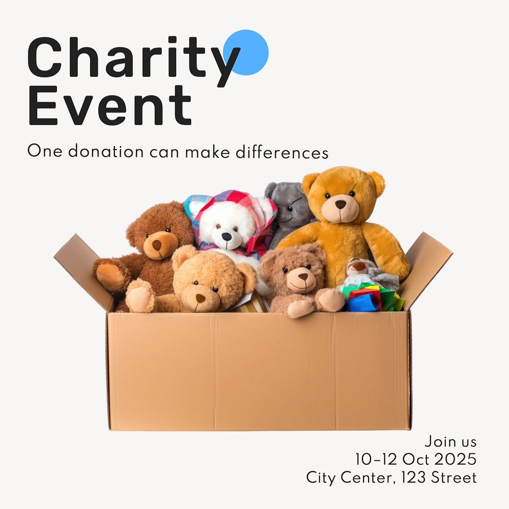 Charity event Instagram post template, editable text