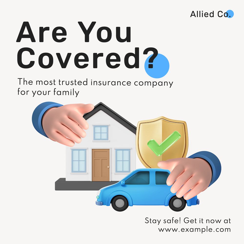 Insurance Instagram post template, editable text